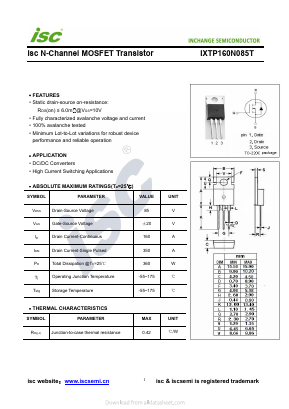 IXTP160N085T Datasheet PDF Inchange Semiconductor