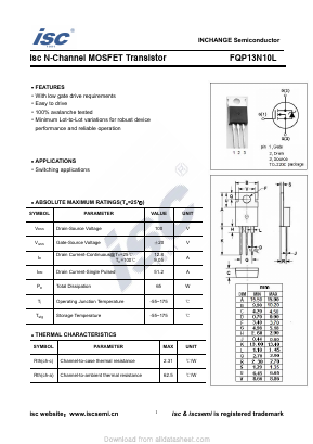 FQP13N10L Datasheet PDF Inchange Semiconductor