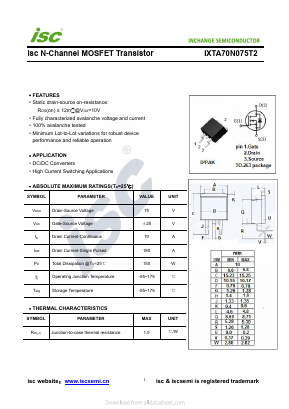 IXTA70N075T2 Datasheet PDF Inchange Semiconductor