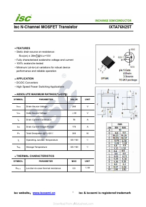 IXTA76N25T Datasheet PDF Inchange Semiconductor
