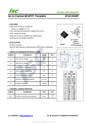 IXTA12N50P Datasheet PDF Inchange Semiconductor