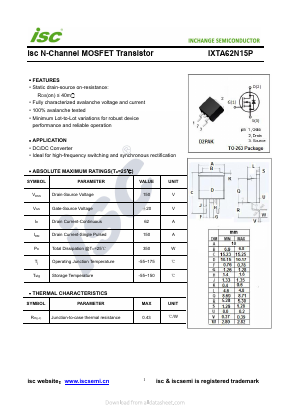 IXTA62N15P Datasheet PDF Inchange Semiconductor