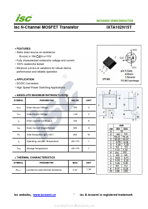 IXTA102N15T Datasheet PDF Inchange Semiconductor