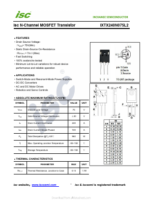 IXTX240N075L2 Datasheet PDF Inchange Semiconductor
