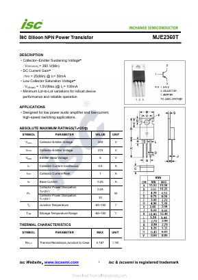 MJE2360T Datasheet PDF Inchange Semiconductor