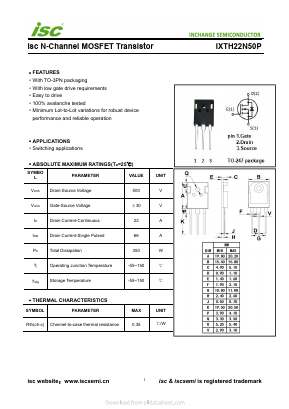 IXTH22N50P Datasheet PDF Inchange Semiconductor