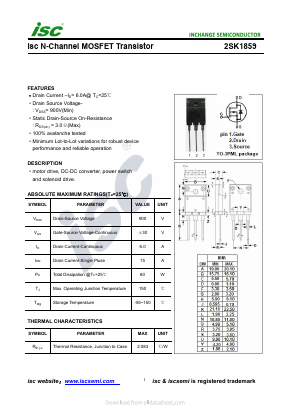 K1859 Datasheet PDF Inchange Semiconductor