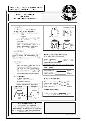 H11A2X Datasheet PDF Isocom 
