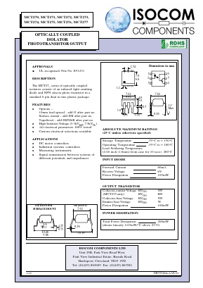 MCT274 Datasheet PDF Isocom 