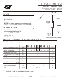 FR257 Datasheet PDF Jinan Jing Heng Electronics Co., Ltd.