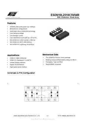 ESDN10L2510C5V04R Datasheet PDF Jinan Jing Heng Electronics Co., Ltd.