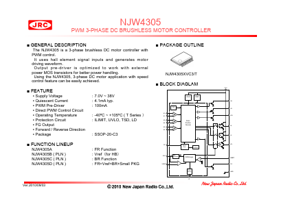 NJW4305XVC3 Datasheet PDF Japan Radio Corporation 