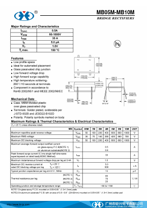 MB10M Datasheet PDF Guangzhou Juxing Electronic Co., Ltd.