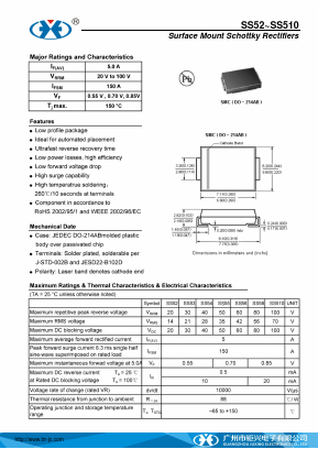 SS510 Datasheet PDF Guangzhou Juxing Electronic Co., Ltd.
