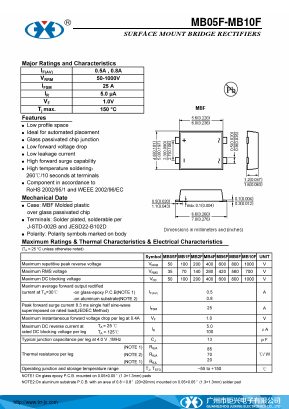 MB05F Datasheet PDF Guangzhou Juxing Electronic Co., Ltd.