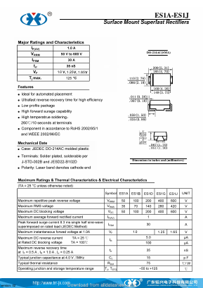ES1A Datasheet PDF Guangzhou Juxing Electronic Co., Ltd.