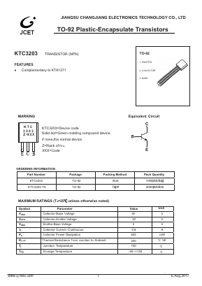 KTC3203 Datasheet PDF Jiangsu Changjiang Electronics Technology Co., Ltd
