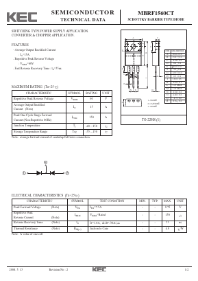 MBRF1560CT Datasheet PDF KEC
