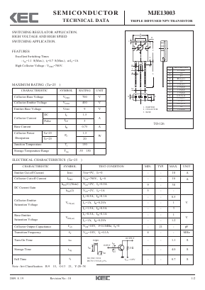 MJE13003 Datasheet PDF KEC