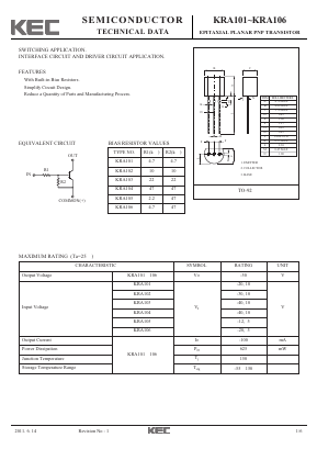 KRA102 Datasheet PDF KEC