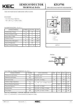 KTC3770S Datasheet PDF KEC