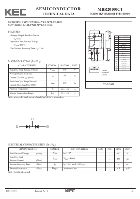 MBR20100CT Datasheet PDF KEC