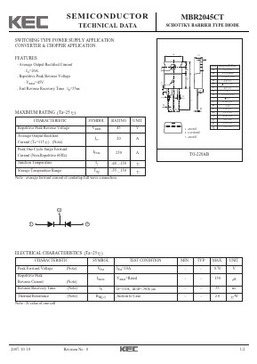 MBR2045CT Datasheet PDF KEC