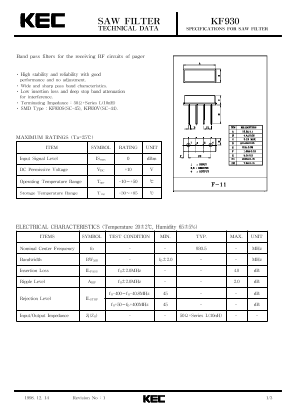 KF930 Datasheet PDF KEC