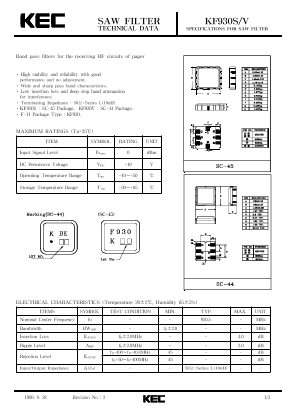 KF930V Datasheet PDF KEC