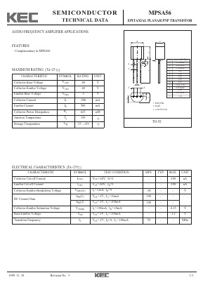 MPSA56 Datasheet PDF KEC