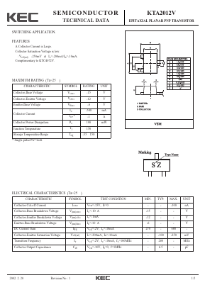 KTA2012V Datasheet PDF KEC