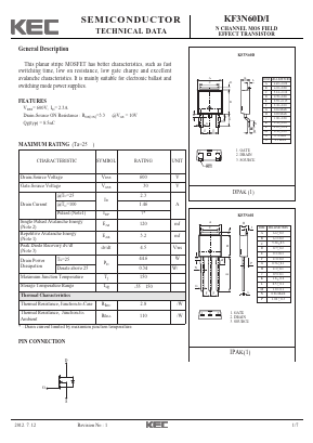 KF3N60DI Datasheet PDF KEC