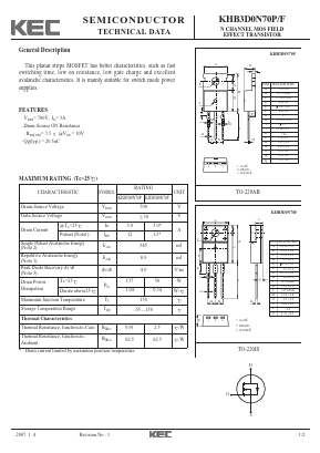 KHB3D0N70F Datasheet PDF KEC