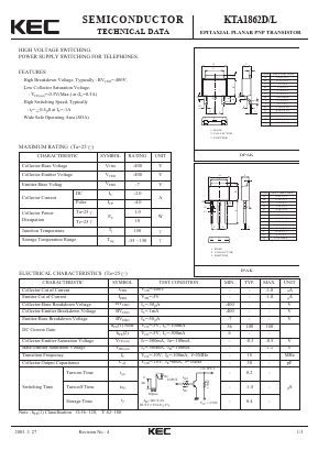 KTA1862D Datasheet PDF KEC
