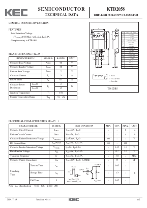 KTD2058 Datasheet PDF KEC