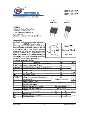 IRFR1010ZTRL Datasheet PDF Kersemi Electronic Co., Ltd.
