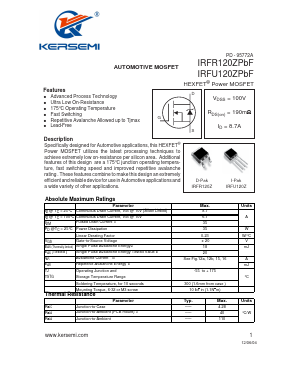 IRFR120ZPBF Datasheet PDF Kersemi Electronic Co., Ltd.