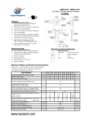 MBR1650 Datasheet PDF Kersemi Electronic Co., Ltd.