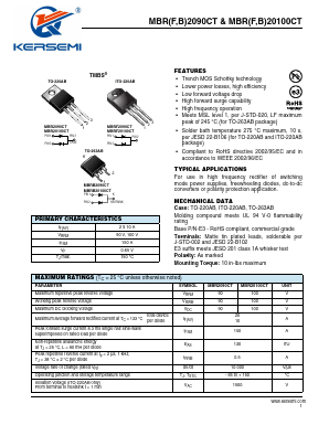 MBR20100CT-E3 Datasheet PDF Kersemi Electronic Co., Ltd.