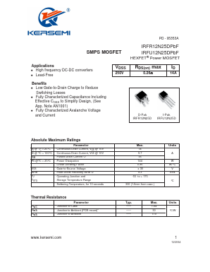 IRFU12N25DPBF Datasheet PDF Kersemi Electronic Co., Ltd.