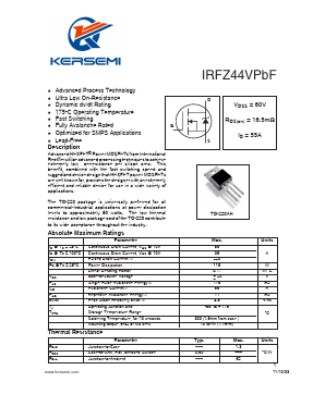 IRFZ44VPBF Datasheet PDF Kersemi Electronic Co., Ltd.