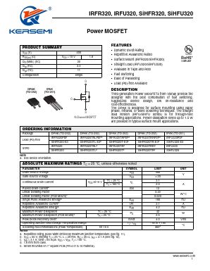 IRFR320TRRPBF Datasheet PDF Kersemi Electronic Co., Ltd.