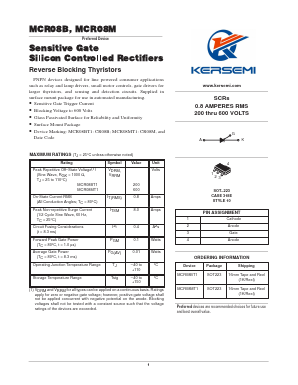 MCR08BT1 Datasheet PDF Kersemi Electronic Co., Ltd.