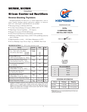 MCR8M Datasheet PDF Kersemi Electronic Co., Ltd.