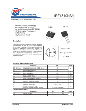 IRF1310NS Datasheet PDF Kersemi Electronic Co., Ltd.