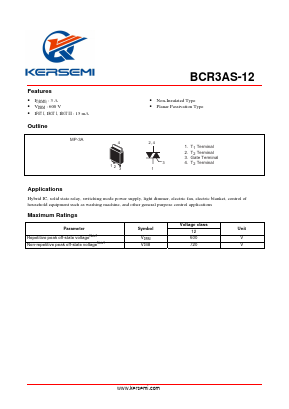 BCR3AS-12A Datasheet PDF Kersemi Electronic Co., Ltd.