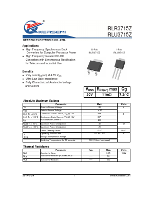 IRLR3715Z Datasheet PDF Kersemi Electronic Co., Ltd.