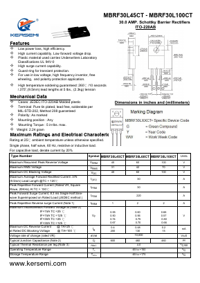 MBRF30L45CT Datasheet PDF Kersemi Electronic Co., Ltd.