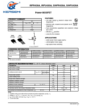 SIHFU430A Datasheet PDF Kersemi Electronic Co., Ltd.