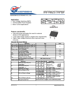 IRFR825TRPBF Datasheet PDF Kersemi Electronic Co., Ltd.